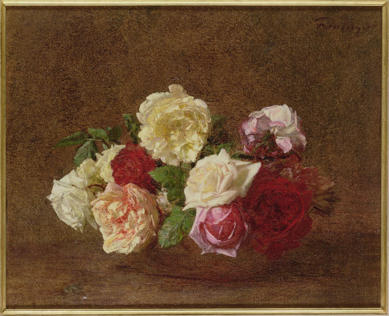 Rosor i en skål, 1884 av Ignace Henri Jean Fantin Latour