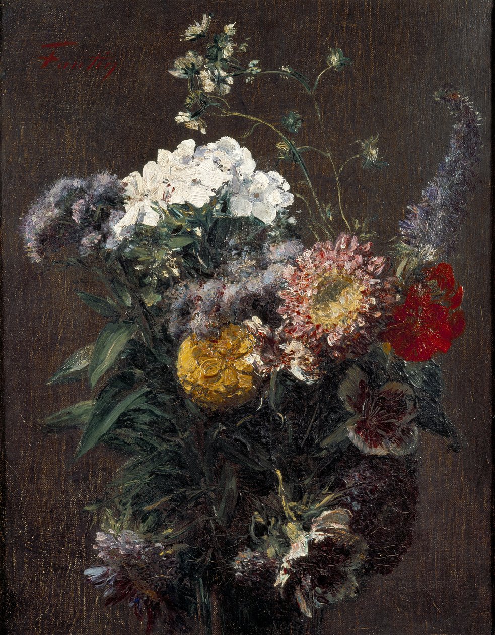 Stilleben: blandade blommor av Ignace Henri Jean Fantin Latour