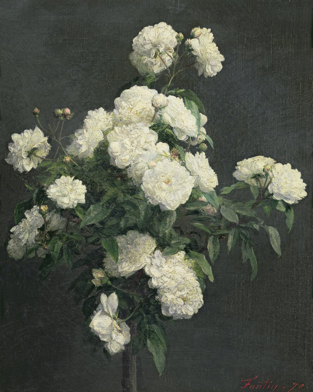 Stilleben med vita pioner, 1870 av Ignace Henri Jean Fantin Latour
