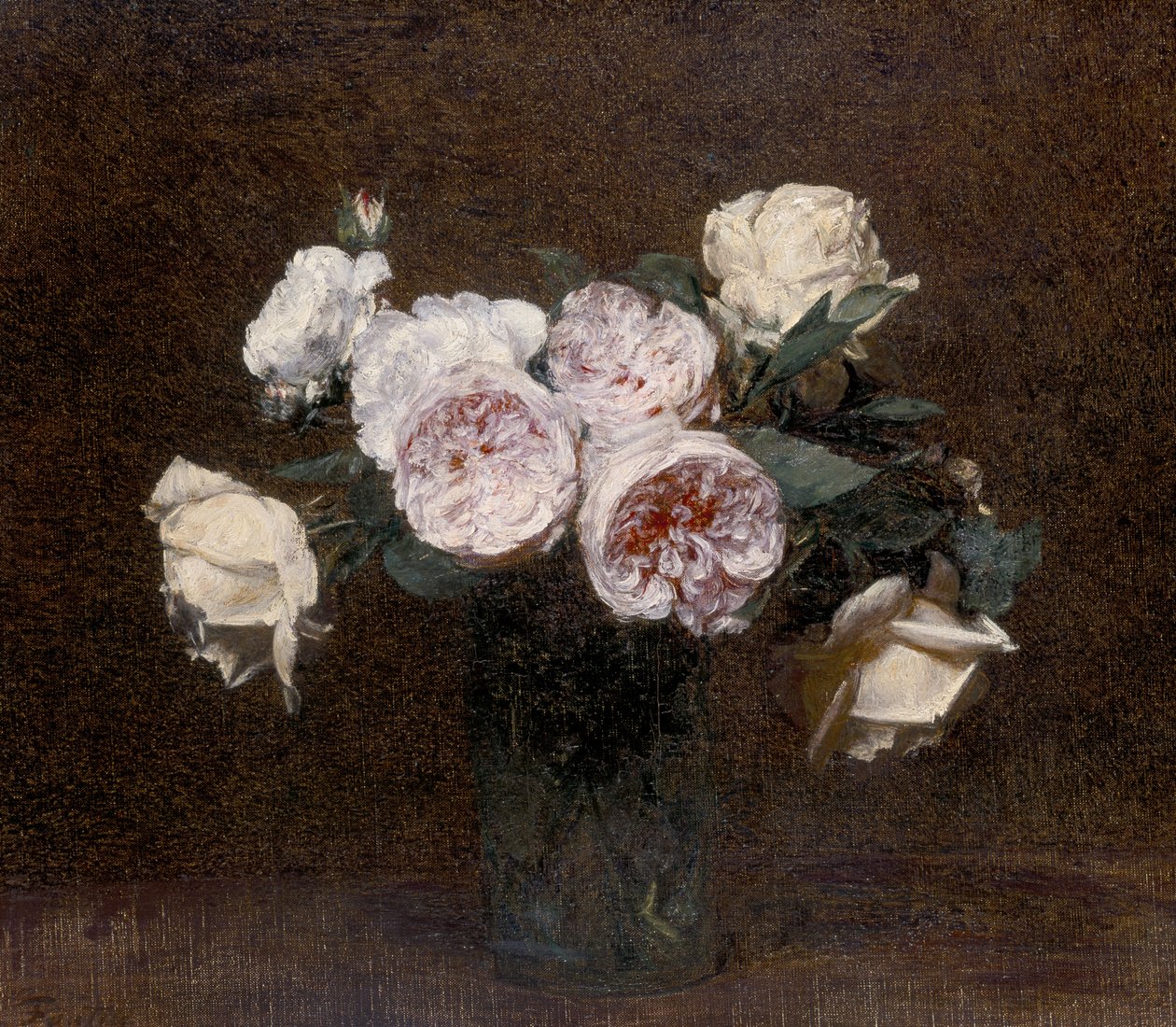 Stilleben: rosa, vita och gula rosor, 1894 av Ignace Henri Jean Fantin Latour