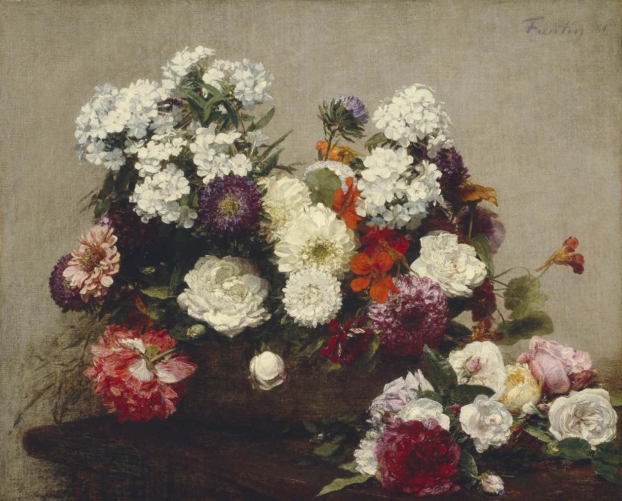 Stilleben med blommor, 1881 av Ignace Henri Jean Fantin Latour