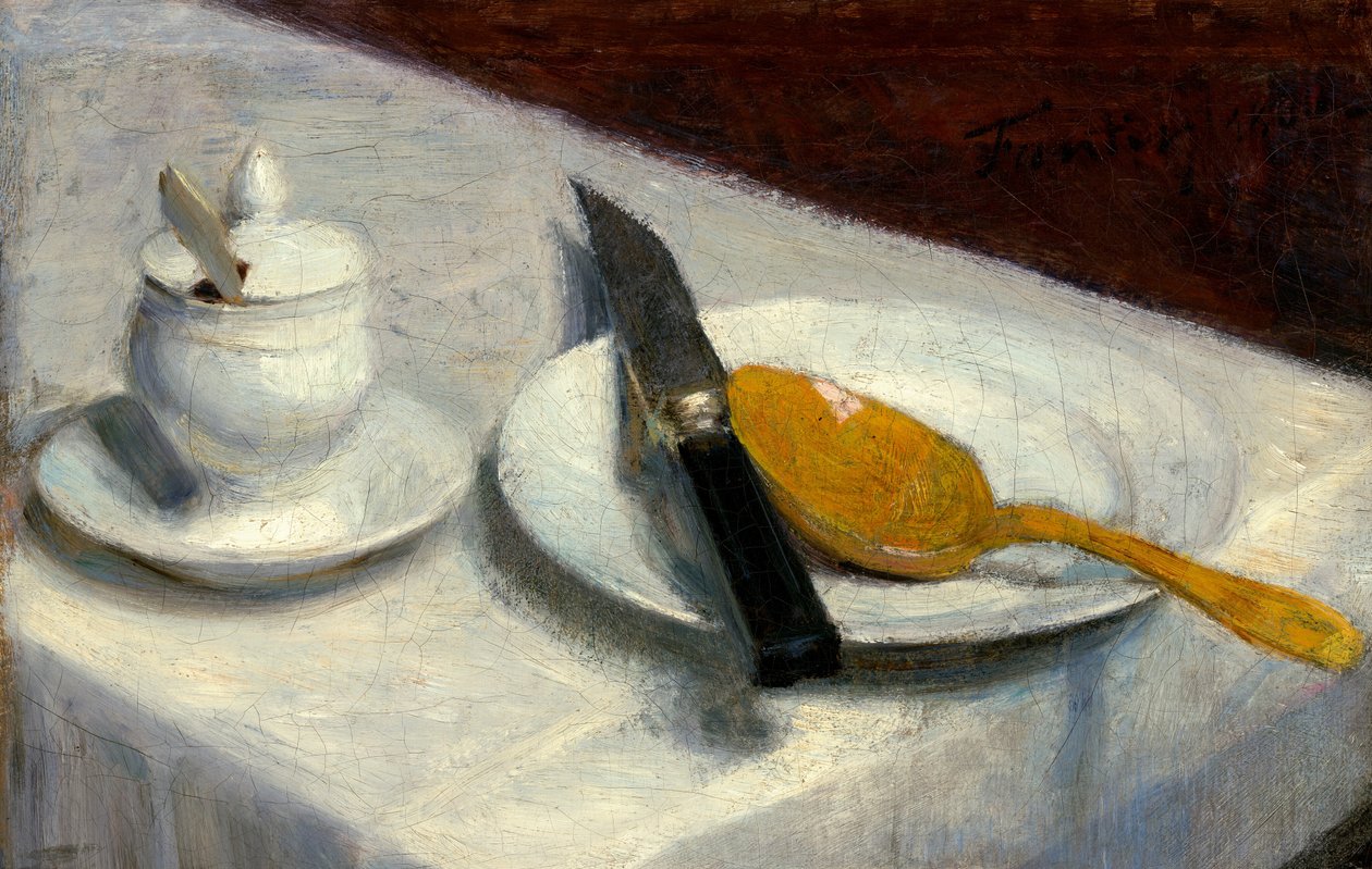 Stilleben med senapskruka av Ignace Henri Jean Fantin Latour