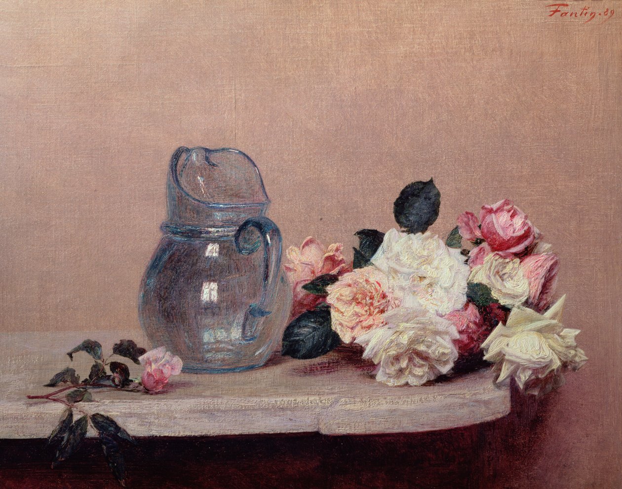 Stilleben med rosor, 1889 av Ignace Henri Jean Fantin Latour