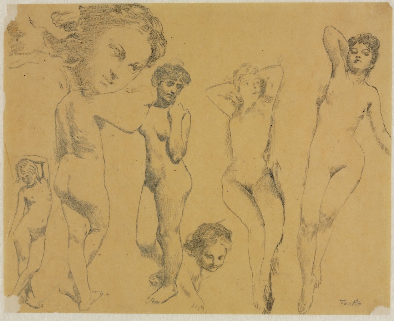 Studier av kvinnliga nakenbilder, ca. 1895. av Ignace Henri Jean Fantin Latour