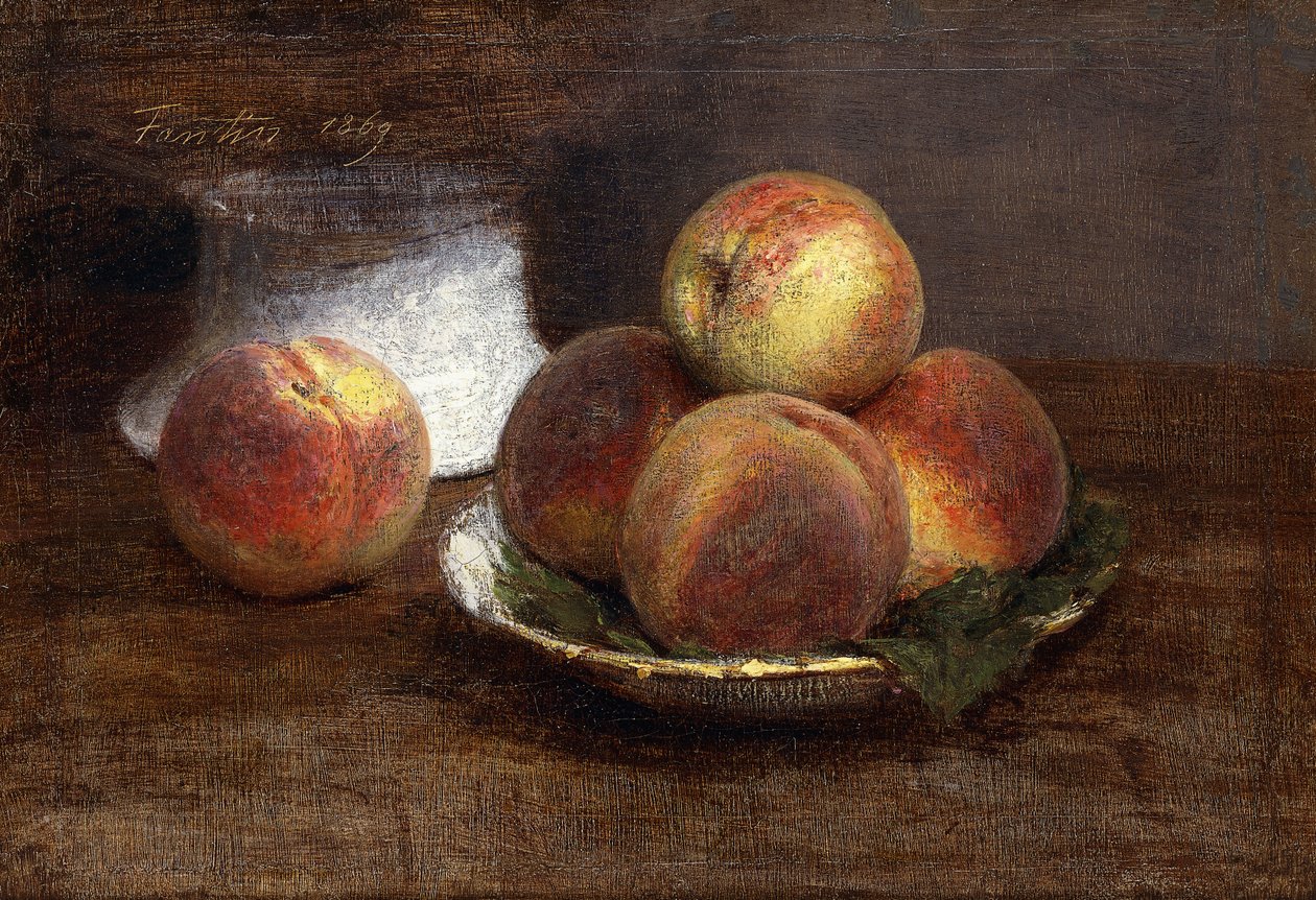 Skålen med persikor; Le Bol de Peches, 1869 av Ignace Henri Jean Fantin Latour