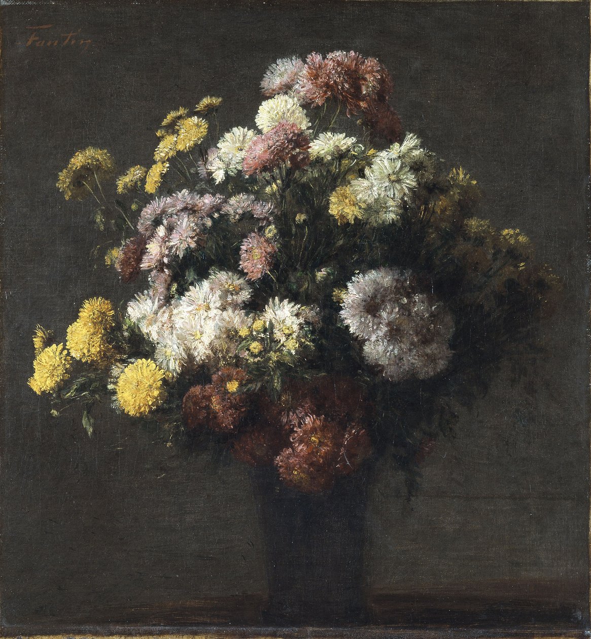 Vas med krysantemum av Ignace Henri Jean Fantin Latour