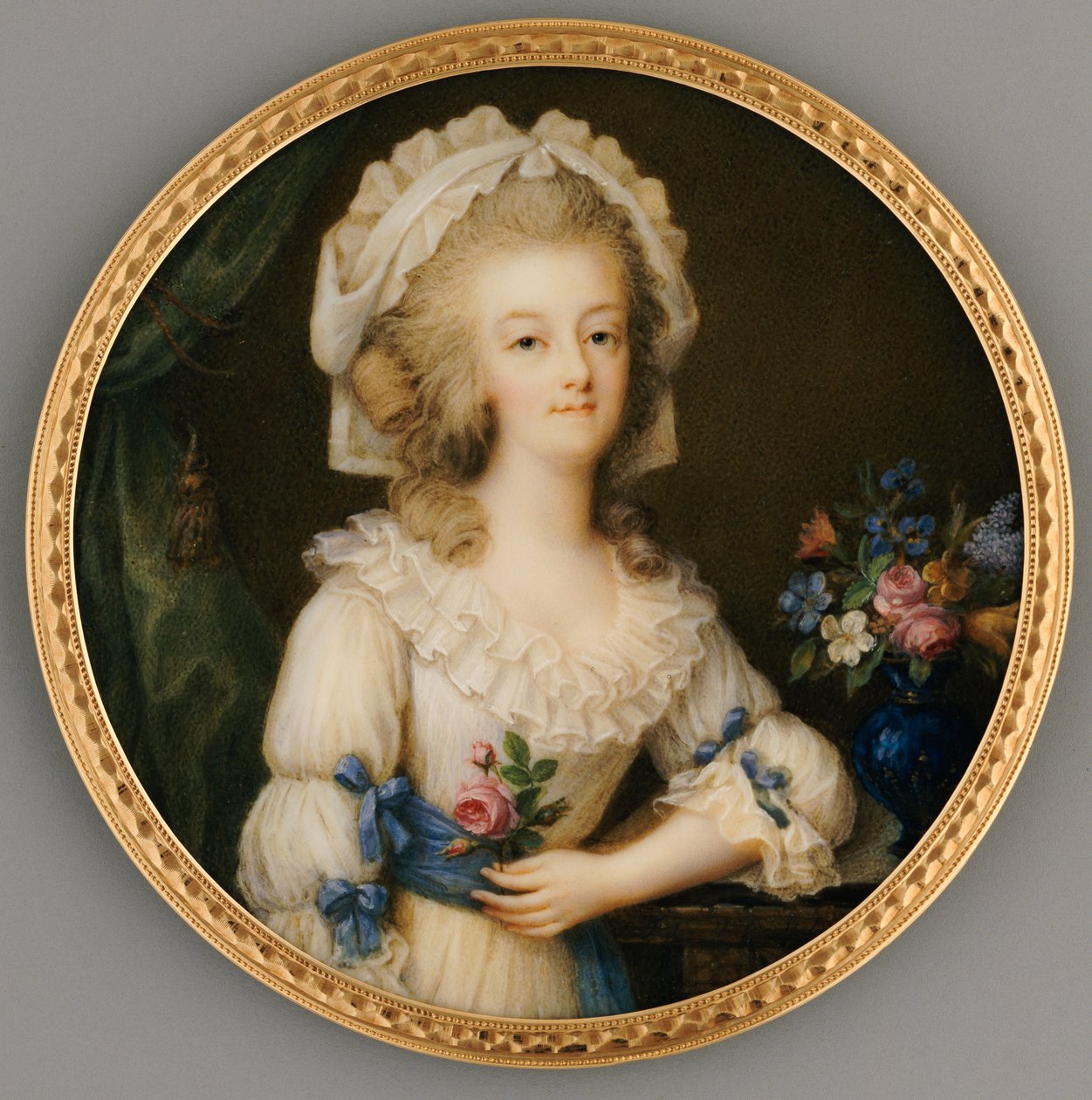 En fin och viktig miniatyr av drottning Marie-Antoinette, ca 1780-85 av Ignace Jean Victor Campana