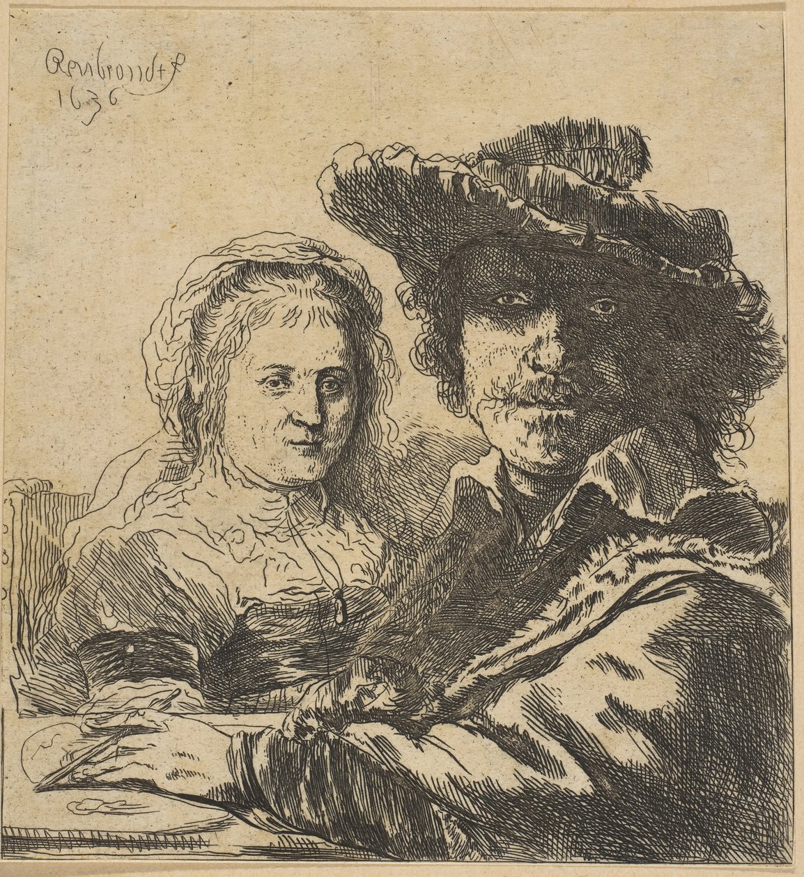 Rembrandt och hans hustru kopia, 1786-1844. av Ignace Joseph de Claussin