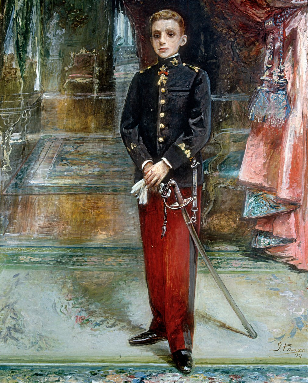 Porträtt av kung Alfonso XIII av Spanien av Ignacio Pinazo Camarlech