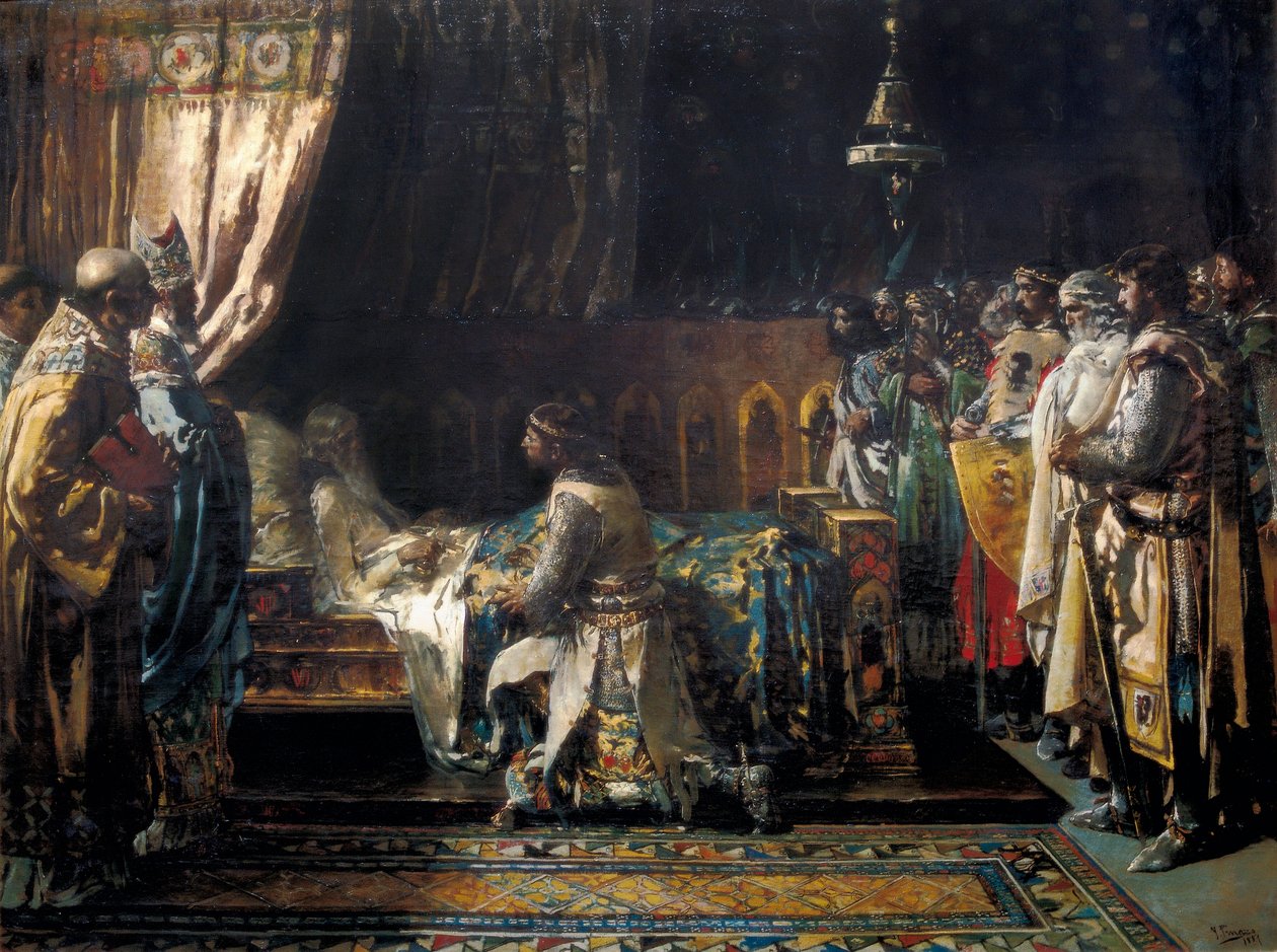 De sista ögonblicken av King James I sa Erövraren av Ignacio Pinazo Camarlech