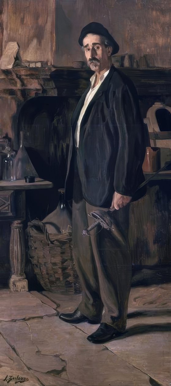 Don Plácido Zuloaga in his Workshop’, 1895, Olja på duk, 219 × 100 cm, AS00783 av Ignacio Zuloaga