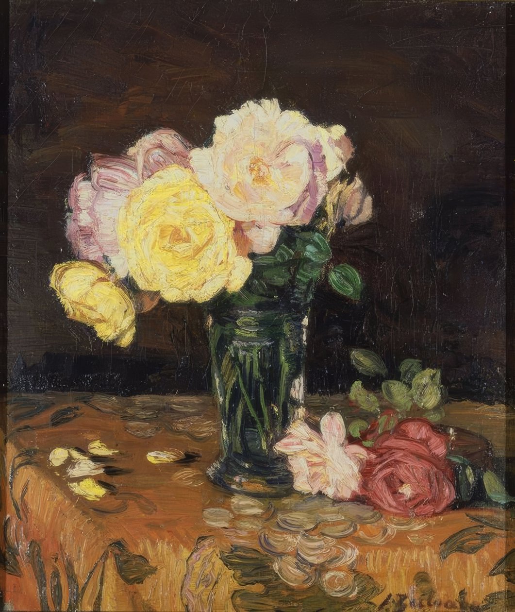 VAS MED ROSOR - 1931 - O / L - 50 × 43 CM av Ignacio Zuloaga y Zabaleta