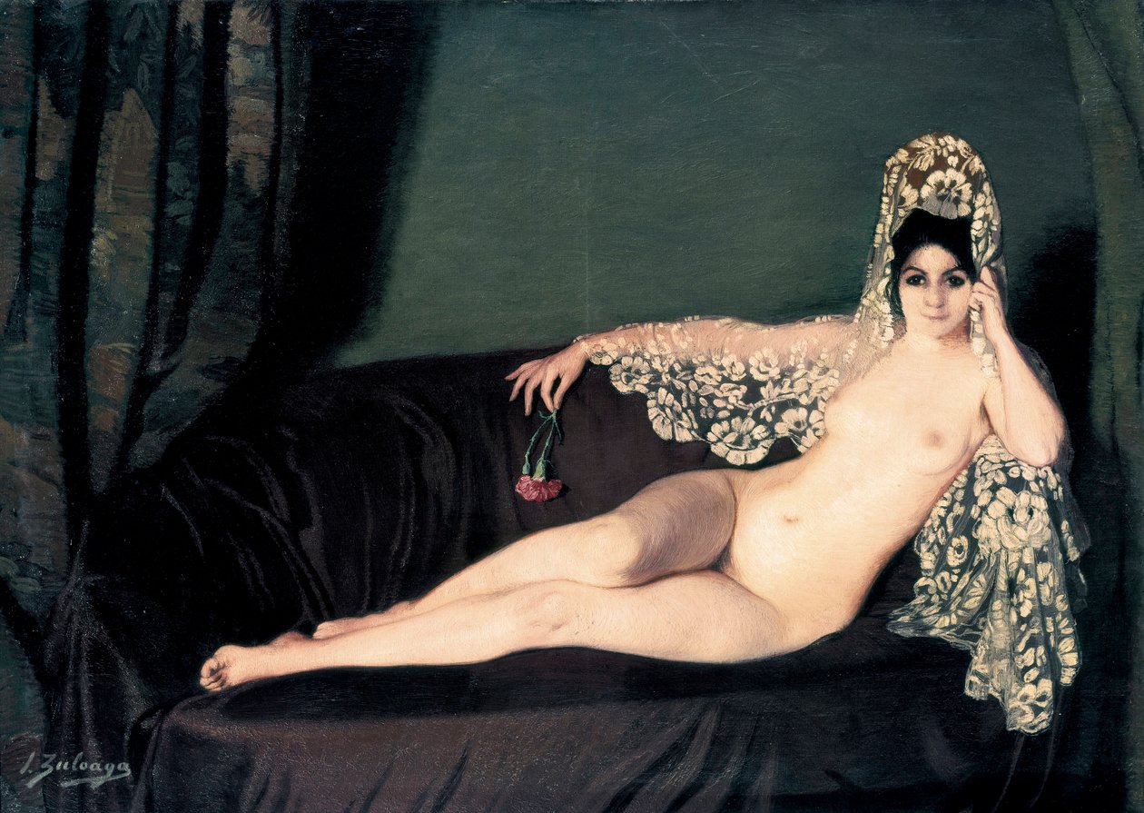 "Feminin naken" - Porträtt av grevinnan Anna prinsessan Brancoveanu (Brancovan) av Ignacio Zuloaga y Zabaleta