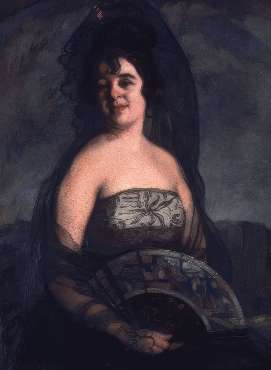 THE LADY OF THE FAN - OLEO CANVAS - 103 × 82 CM av Ignacio Zuloaga y Zabaleta