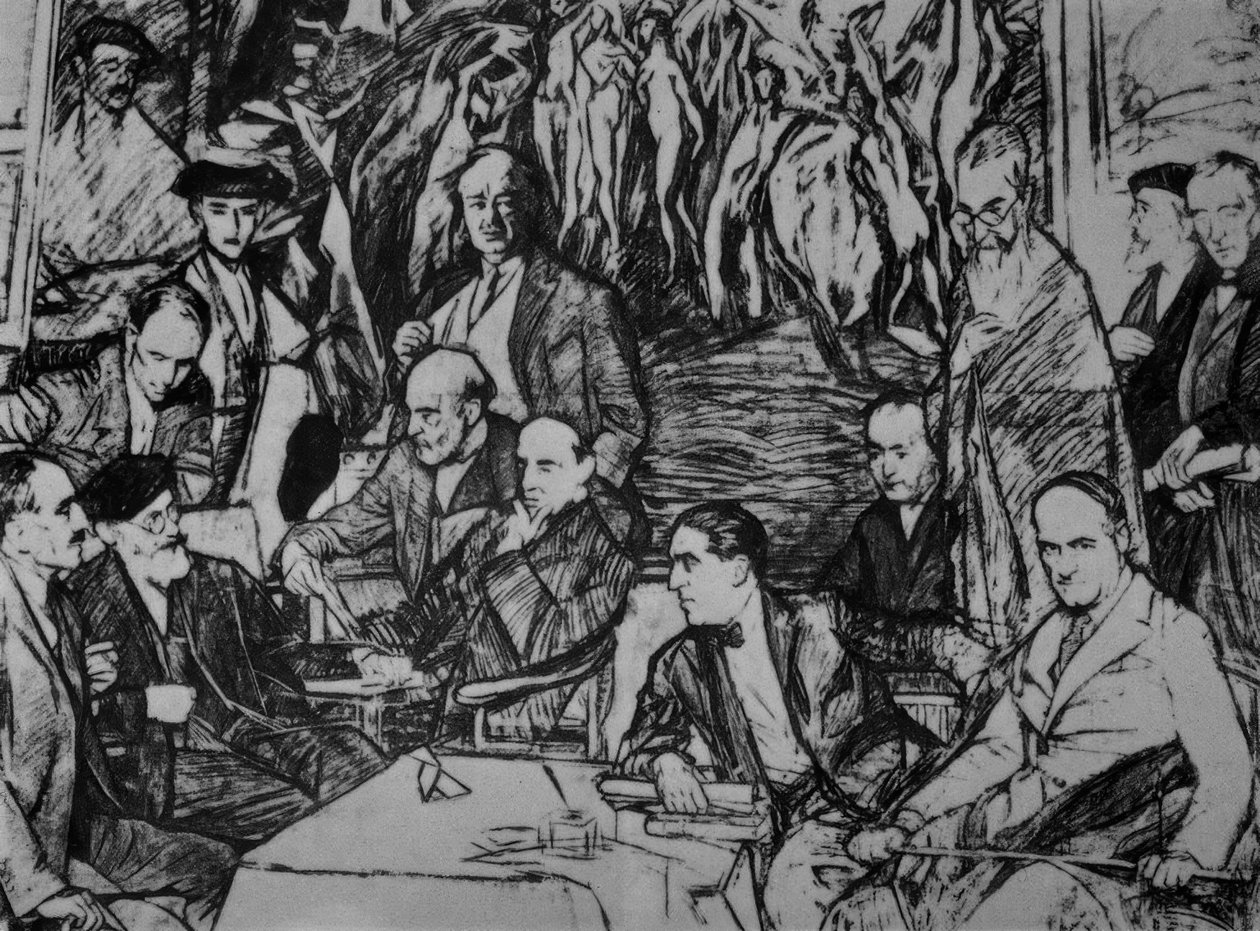 MINA VÄNNER - 1920/36 - RITNING - KOL / OLJA / KANVAS - 234X292 CM av Ignacio Zuloaga y Zabaleta