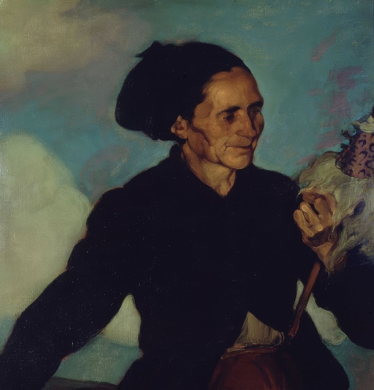 KVINNA SPINNING - 1911 - O / L - 63X65 CM av Ignacio Zuloaga y Zabaleta
