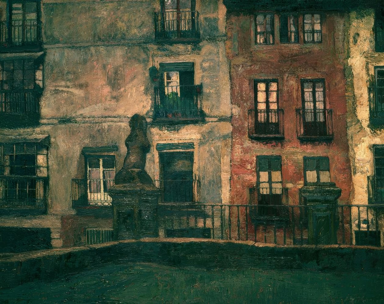 Segovia: Old Houses’, 1917 , Olja på duk, 107 × 120 cm, AS00823 av Ignacio Zuloaga y Zabaleta