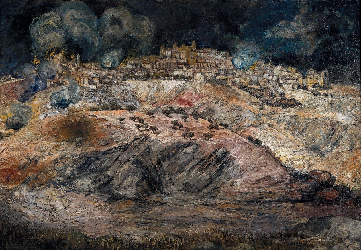 Spanska inbördeskriget (1936-1939): "Utsikt över Toledo i lågor" av Ignacio Zuloaga y Zabaleta