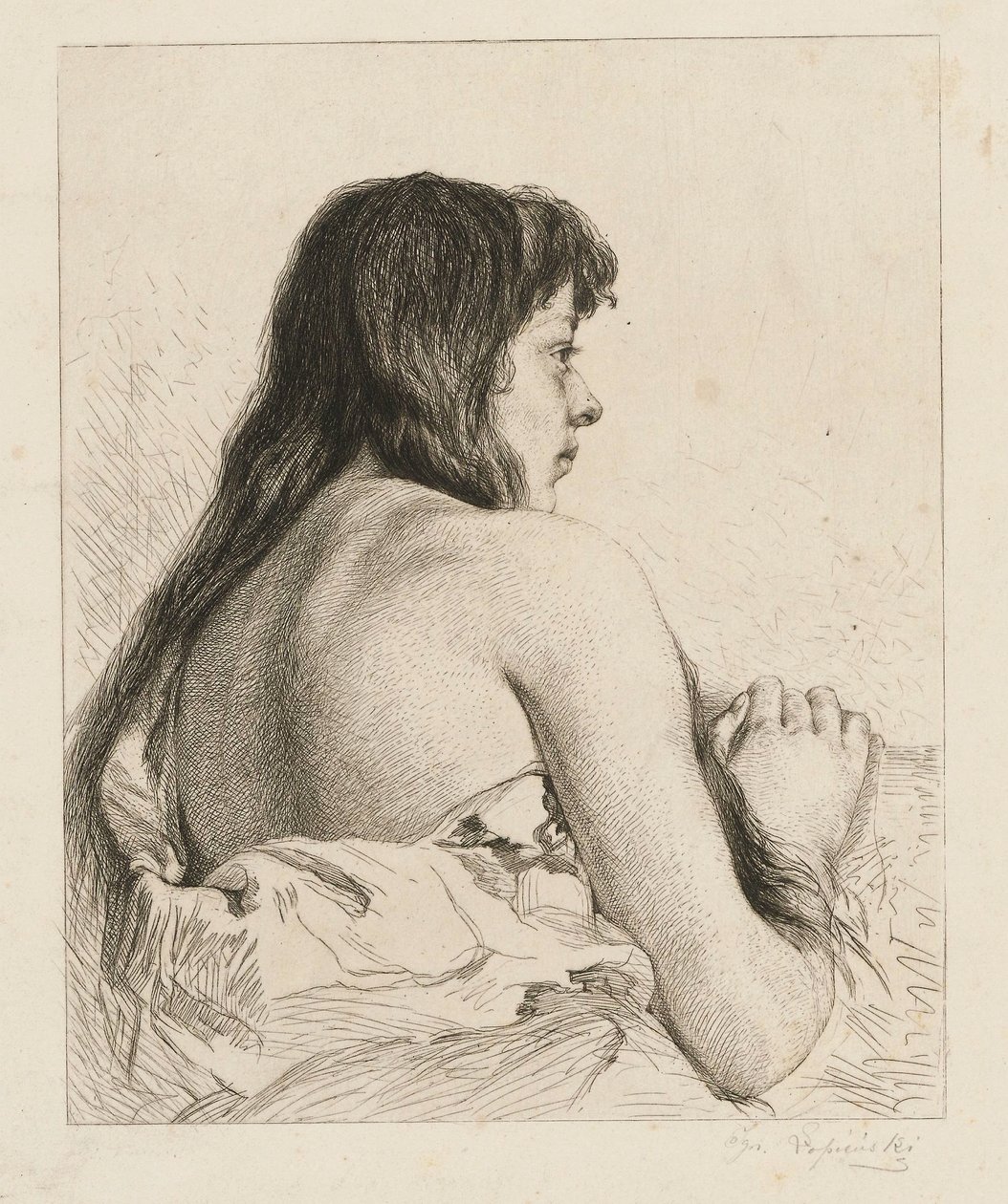 A girl with a bare back. av Ignacy opienski