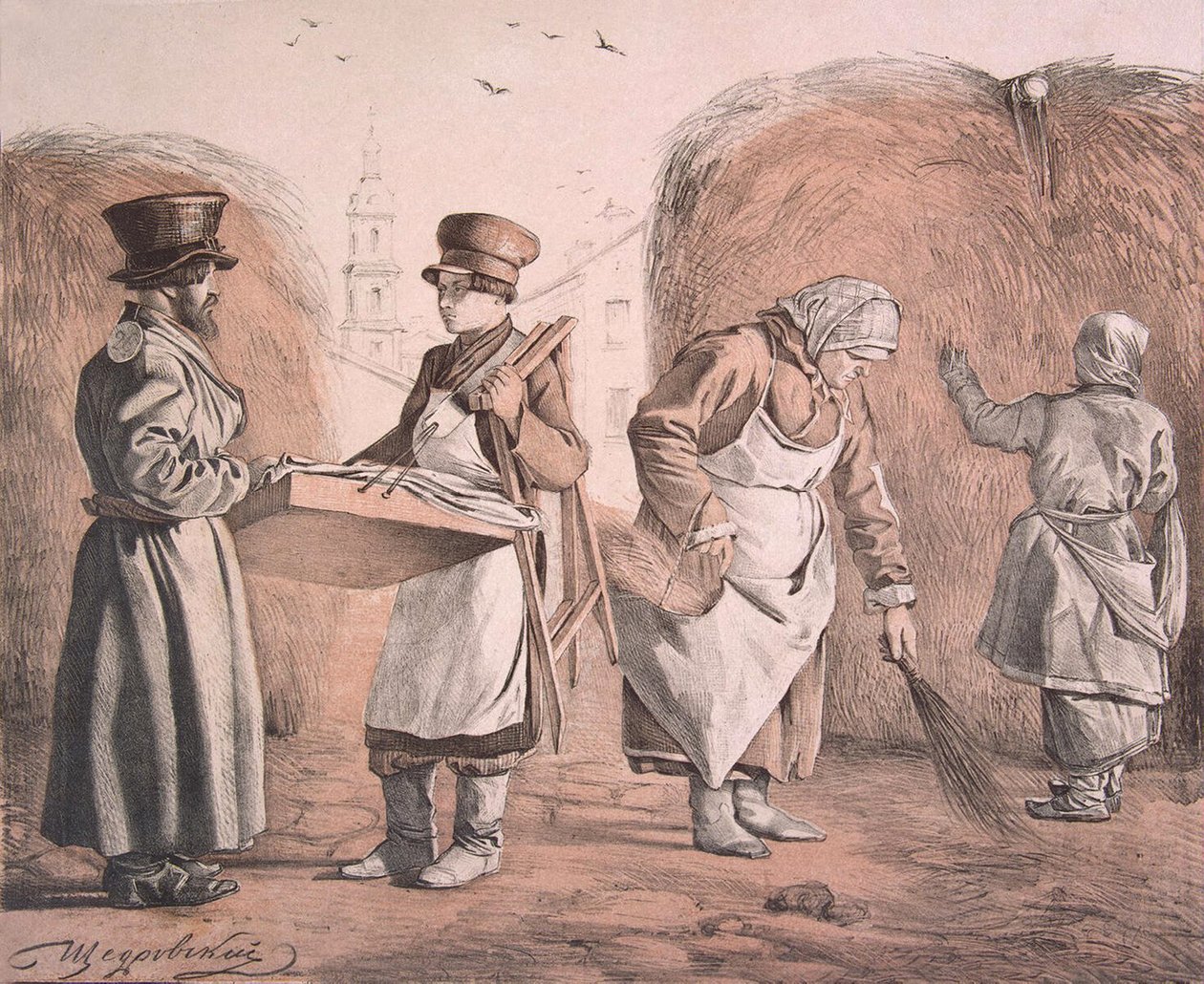 Street Pedlar of Pies and Coachman från serien These Are Our People, 1842 av Ignati Stepanovich Shchedrovsky
