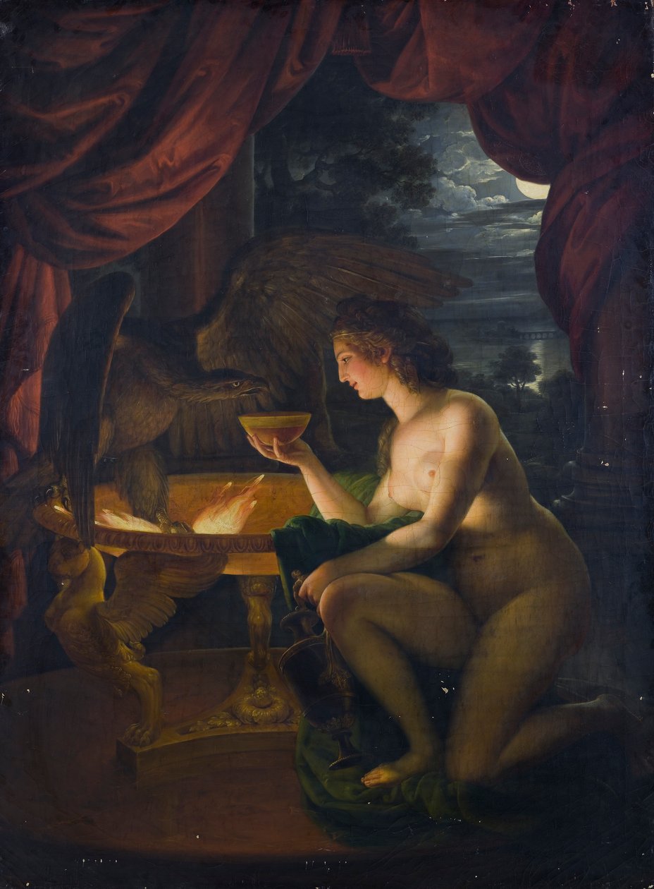 Hebe vattnar Zeus örn med nektar av Ignaz Unterberger
