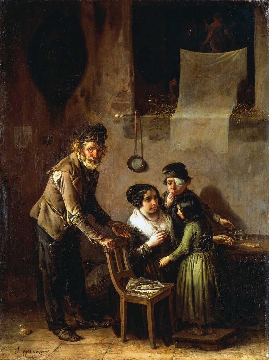 Familjegrupp, av Ignazio Manzoni (1799-1888), olja på duk av Ignazio Manzoni