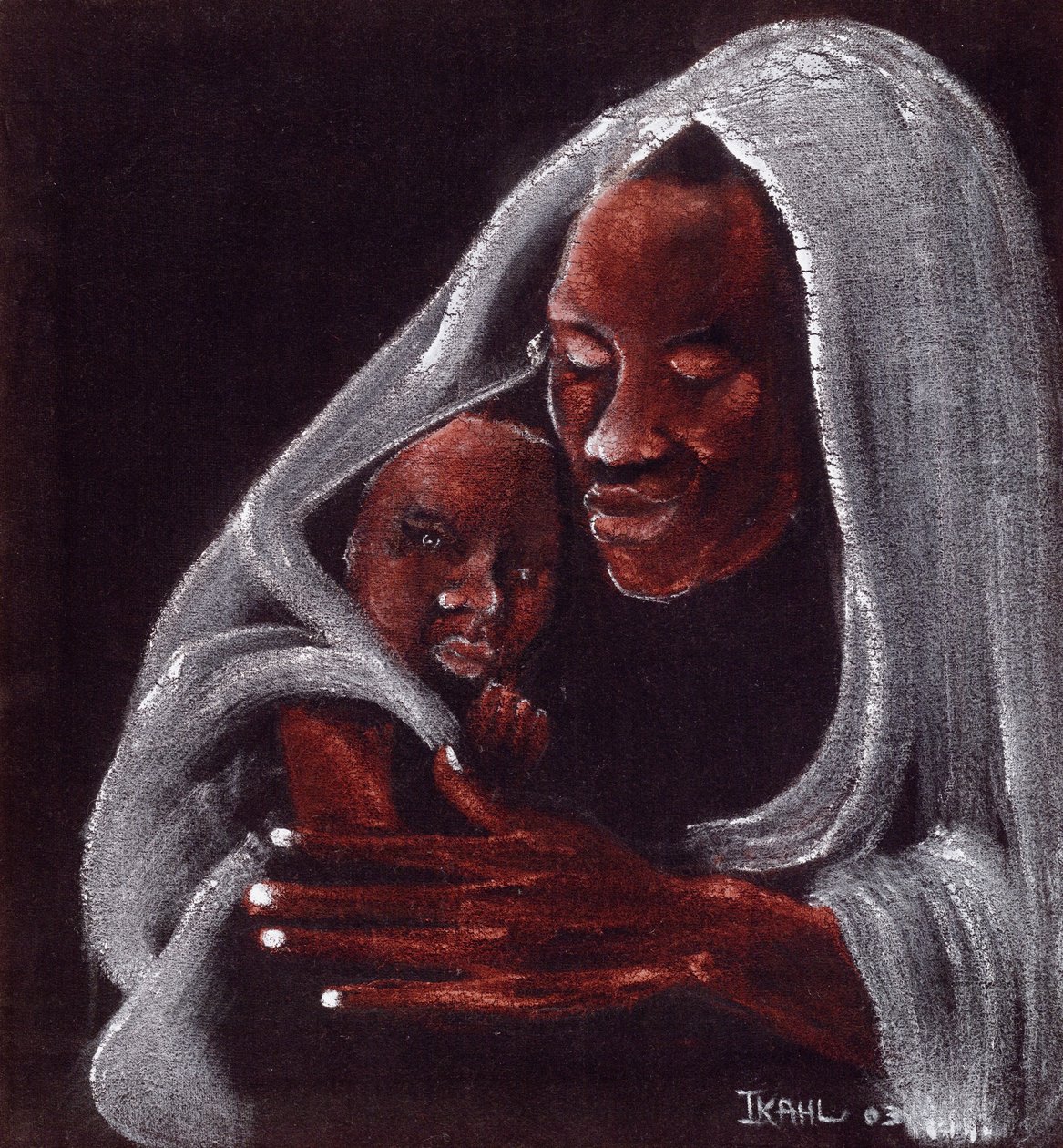 Far och son, 2003 (olja på mocka) av Ikahl Beckford