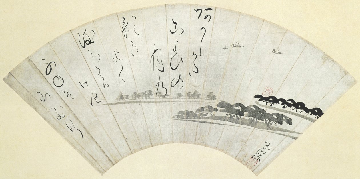 Akashi Bay, sent 1700-tal (bläck på papper med glimmer) av Ike Gyokuran