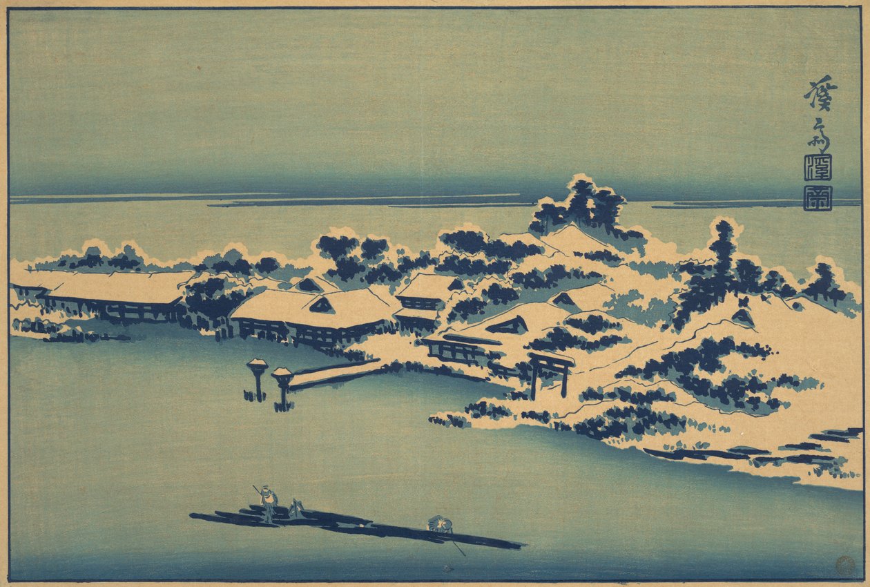 Vinterlandskap, tidigt-mitten av 1800-talet. av Ikeda Eisen