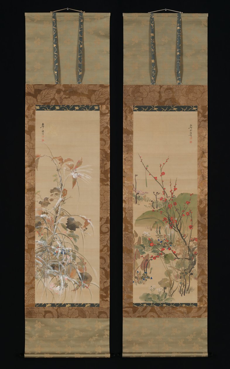 Blommor och fåglar av de fyra årstiderna, mitten av 1800-talet. av Ikeda Koson