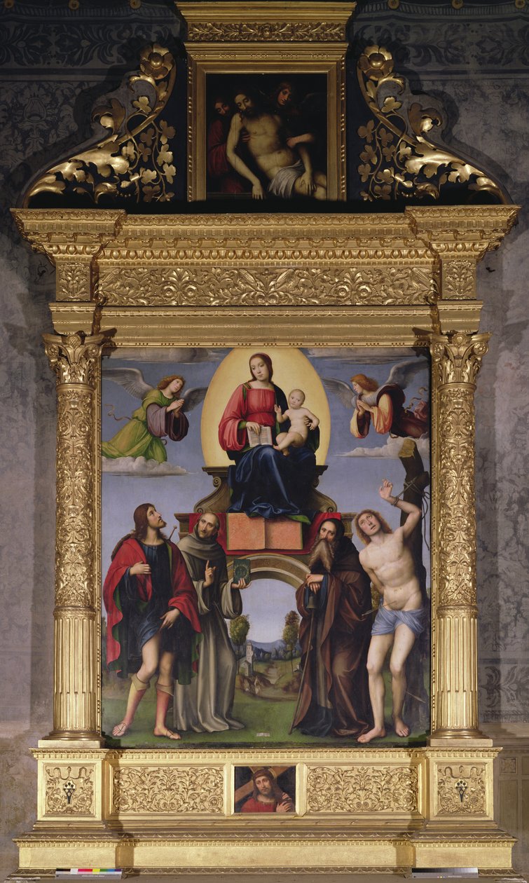 Madonna och heliga, altartavla, sent 1400-tal av Il Francia