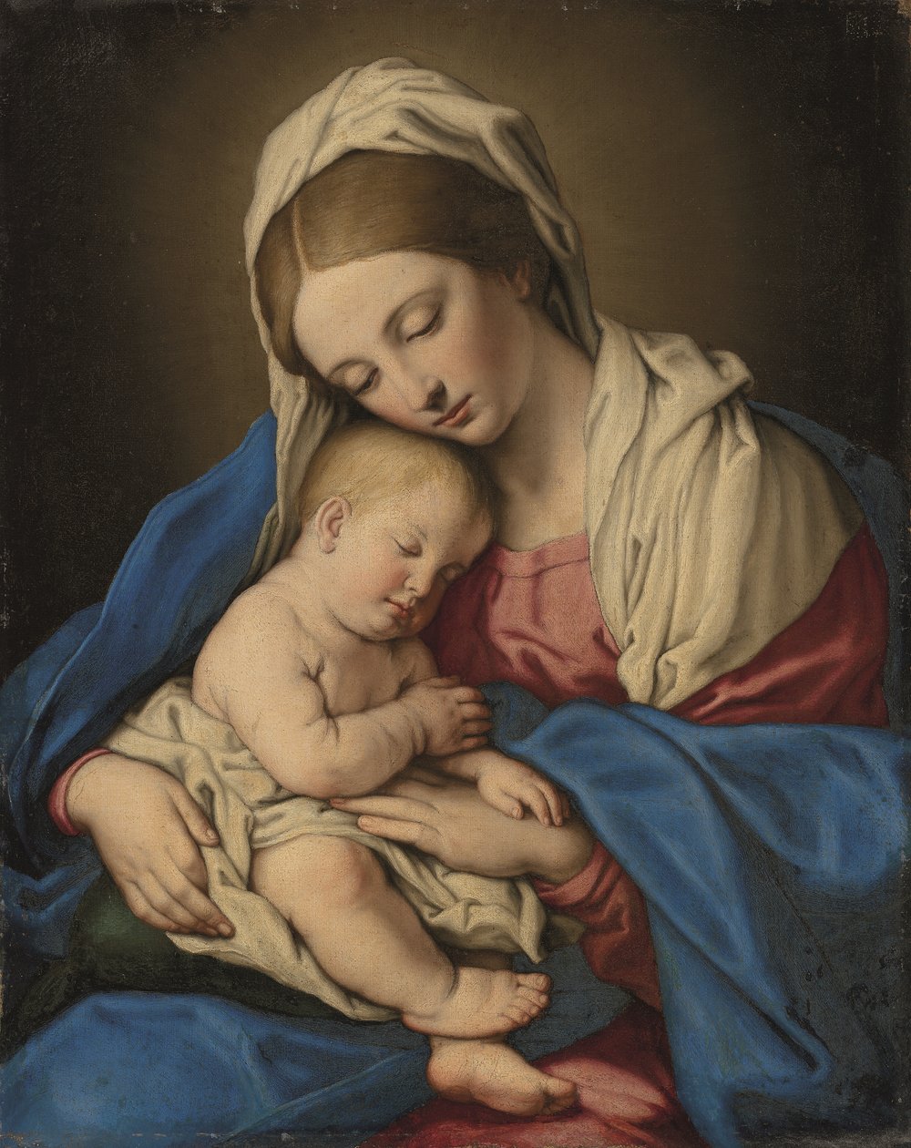 Madonna med barn (olja på duk) av Il (1609-85) Sassoferrato