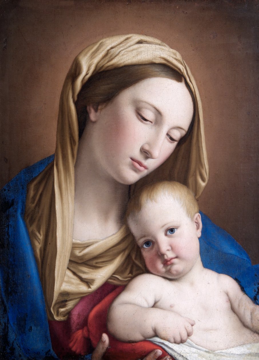 Virgin and Child (olja på duk) av Il (1609 85) Sassoferrato