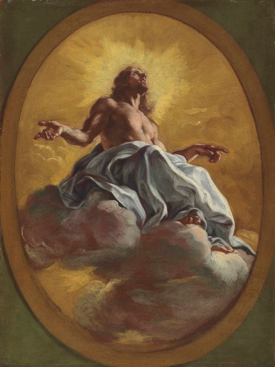 Kristus i ära, i en målad oval av Il Baciccio