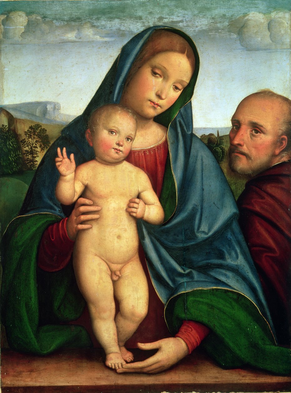 Den heliga familjen (panel) av Il Francia