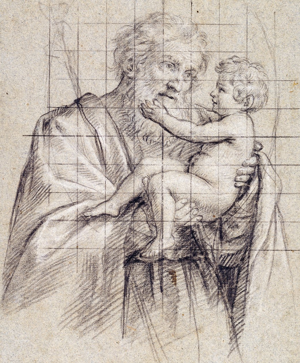Saint Joseph håller i Kristusbarnet, av Il Sassoferrato