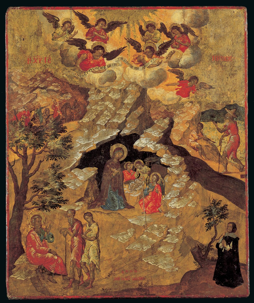 The Nativity, 1658 (äggtempera på panel) av Ilias Moskos