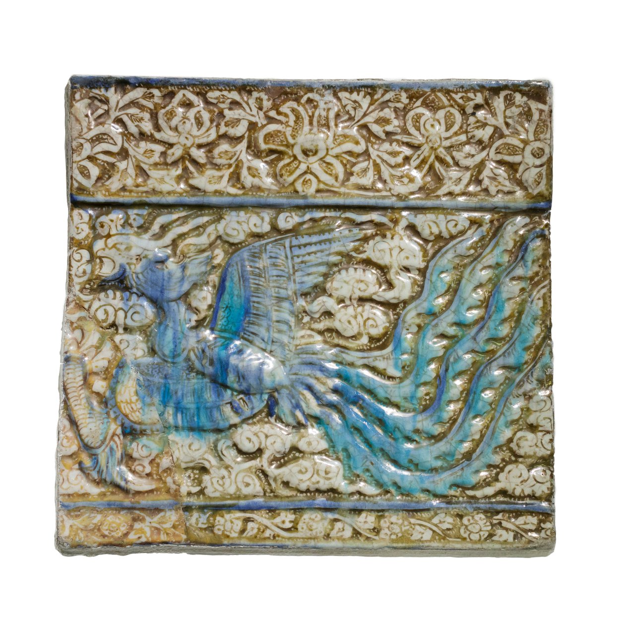 Kakelplatta med fenix, från Kashan, Iran, ilkhanidisk period, tidigt 1300-tal (stonepaste) av Ilkhanid Ilkhanid