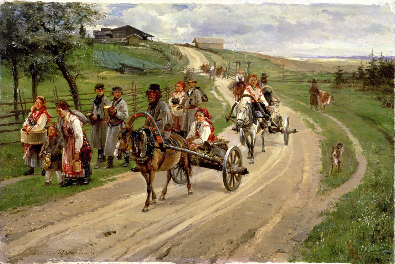 Återkomst från mässan, 1883 av Illarion Mikhailovich Pryanishnikov