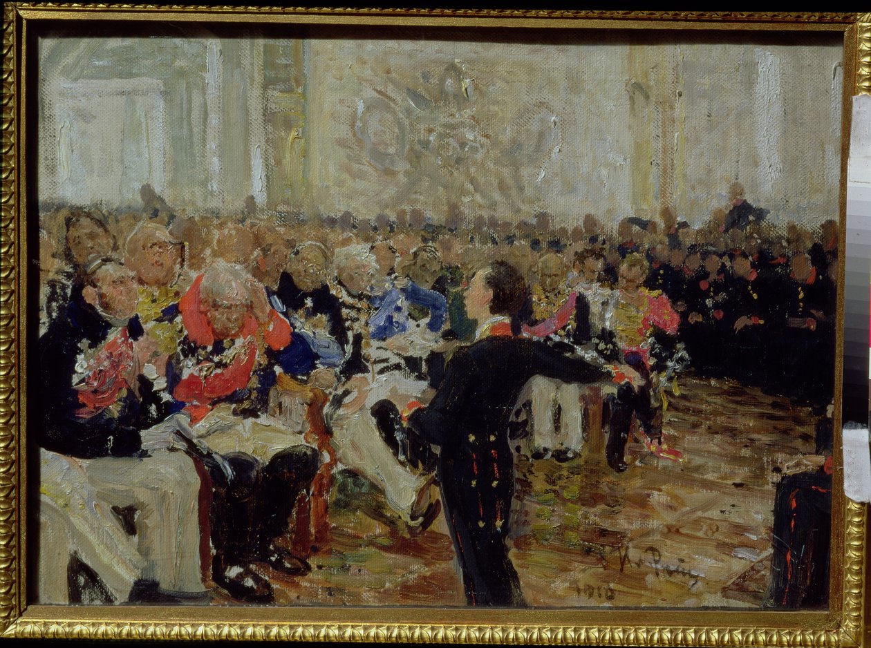 Aleksandr Sergeevich Pushkin (1799-1837) utför poesi på Lyceum den 8 januari 1815, 1910 av Ilya Efimovich Repin