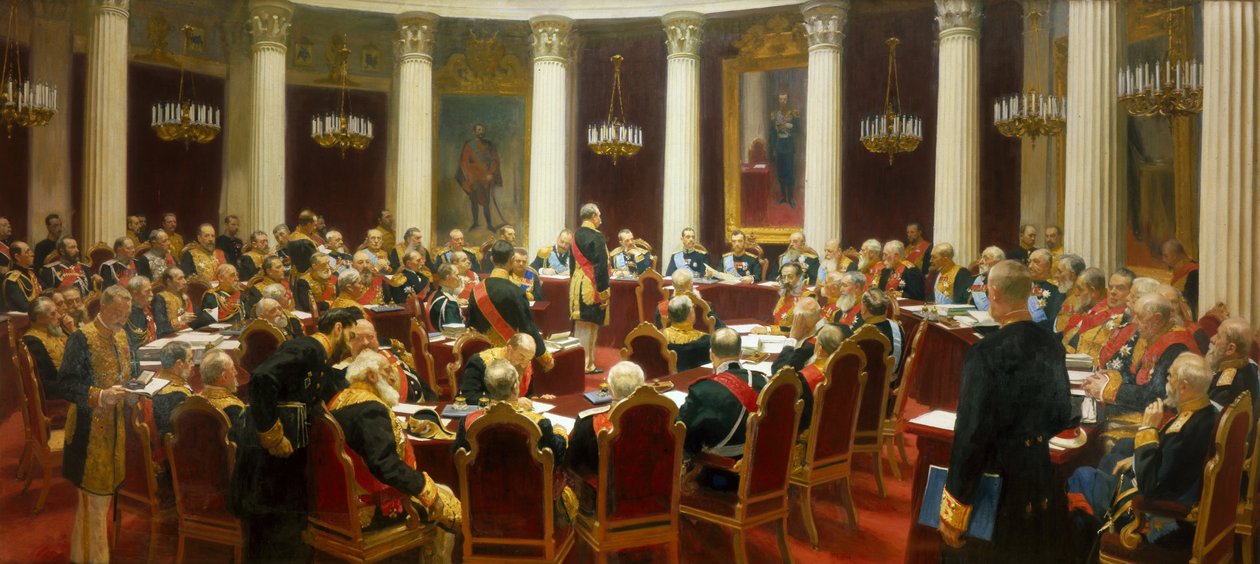 Ceremoniell sammanträde i statsrådet den 7 maj 1901 för att markera hundraårsjubileet för dess stiftelse av Ilya Efimovich Repin