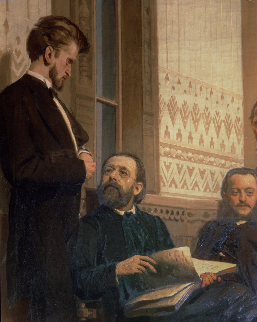 Eduard Frantsovitch Napravnik (1839-1916) och Bedrich Smetana (1824-84), från Slavonic Composers, 1890-talet av Ilya Efimovich Repin