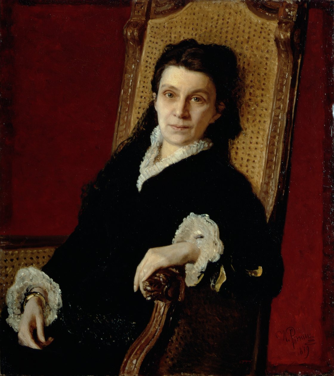 Porträtt av Polixena Stepanovna Stasova (1839-1918) vif av D.V. Stasov, 1879 av Ilya Efimovich Repin