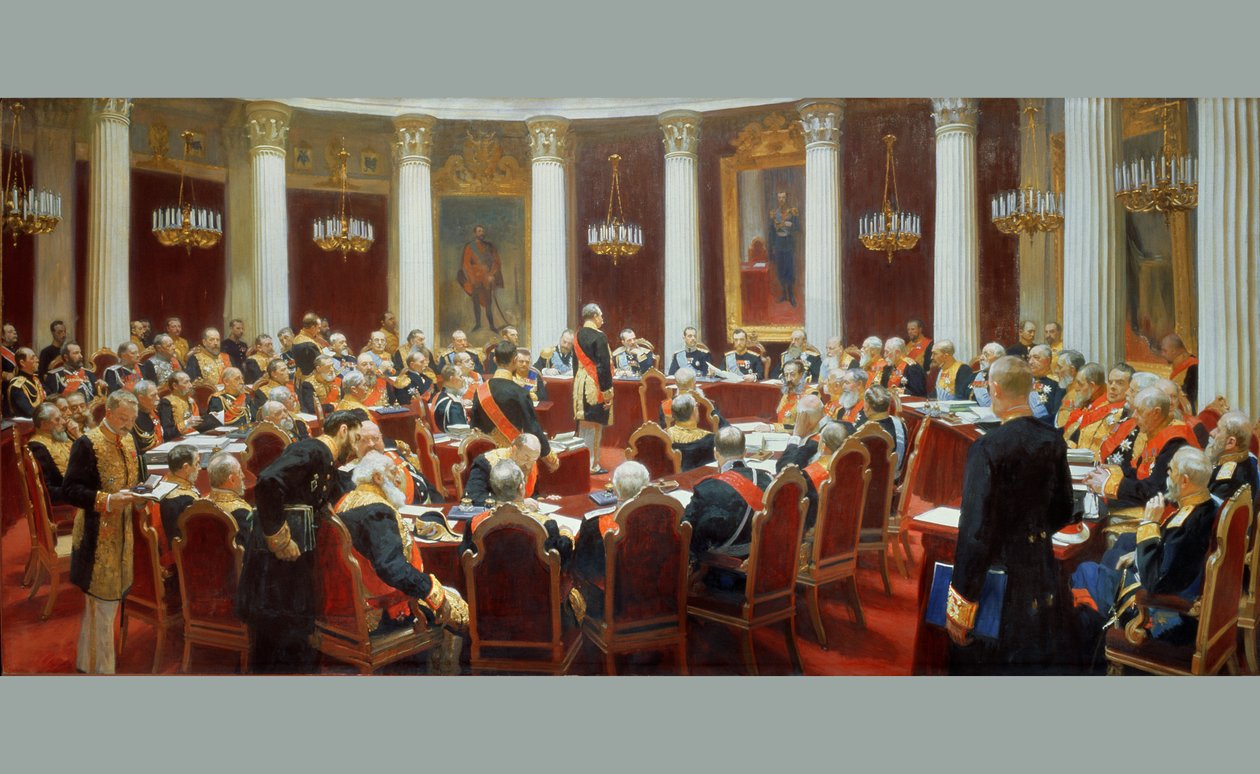 Statsrådets ceremoniella sammanträde den 7 maj 1901 av Ilya Efimovich Repin