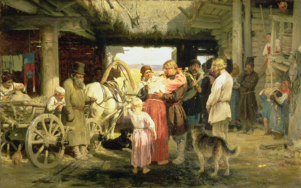 Den nya rekrytens avsked, 1879 av Ilya Efimovich Repin