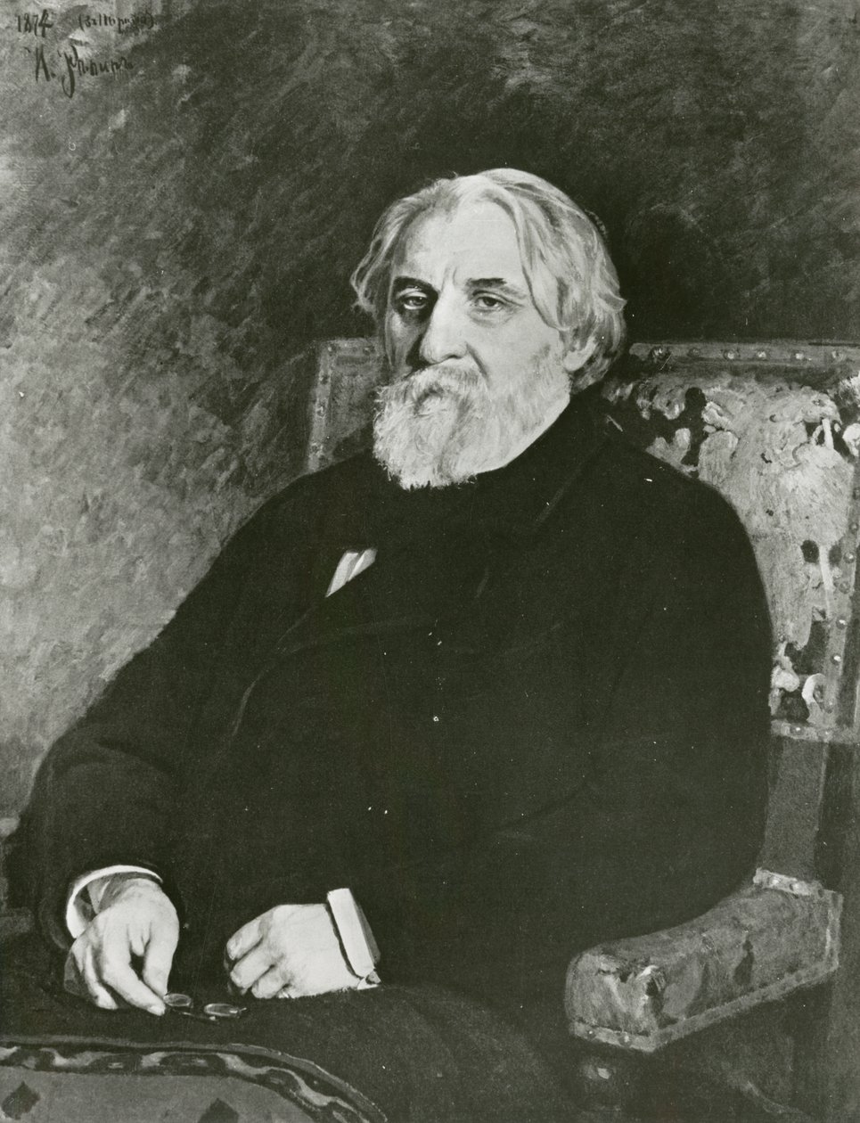 Porträtt av Ivan Turgenev av Ilya Efimovich (after) Repin