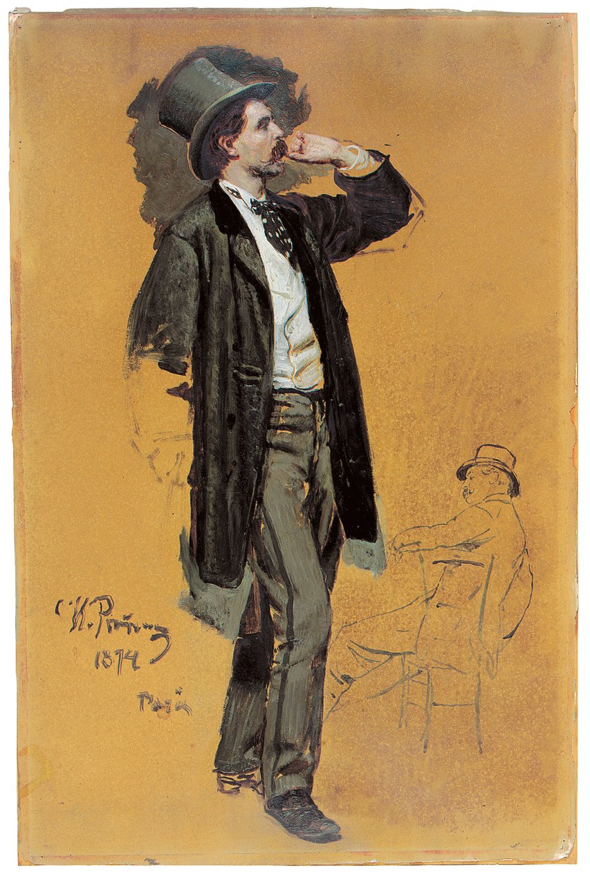 En studie för "A Parisian Cafe" av Ilya Efimovich Repin
