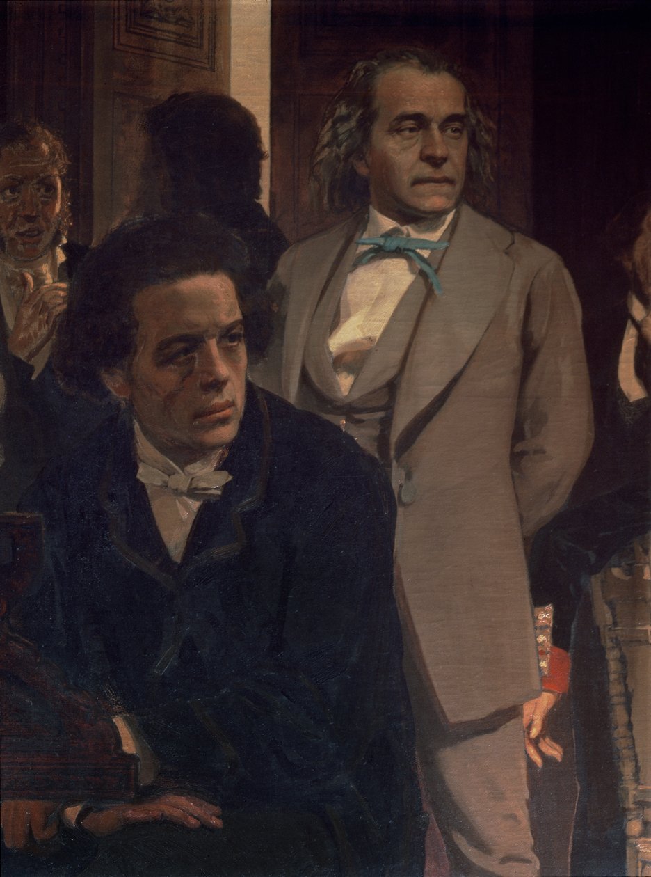 Anton Grigoryevich Rubinstein (1829-94) och Alexander Nikolayevich Serov (1820-71), från Slavonic Composers, 1890-tal (detalj) av Ilya Efimovich Repin