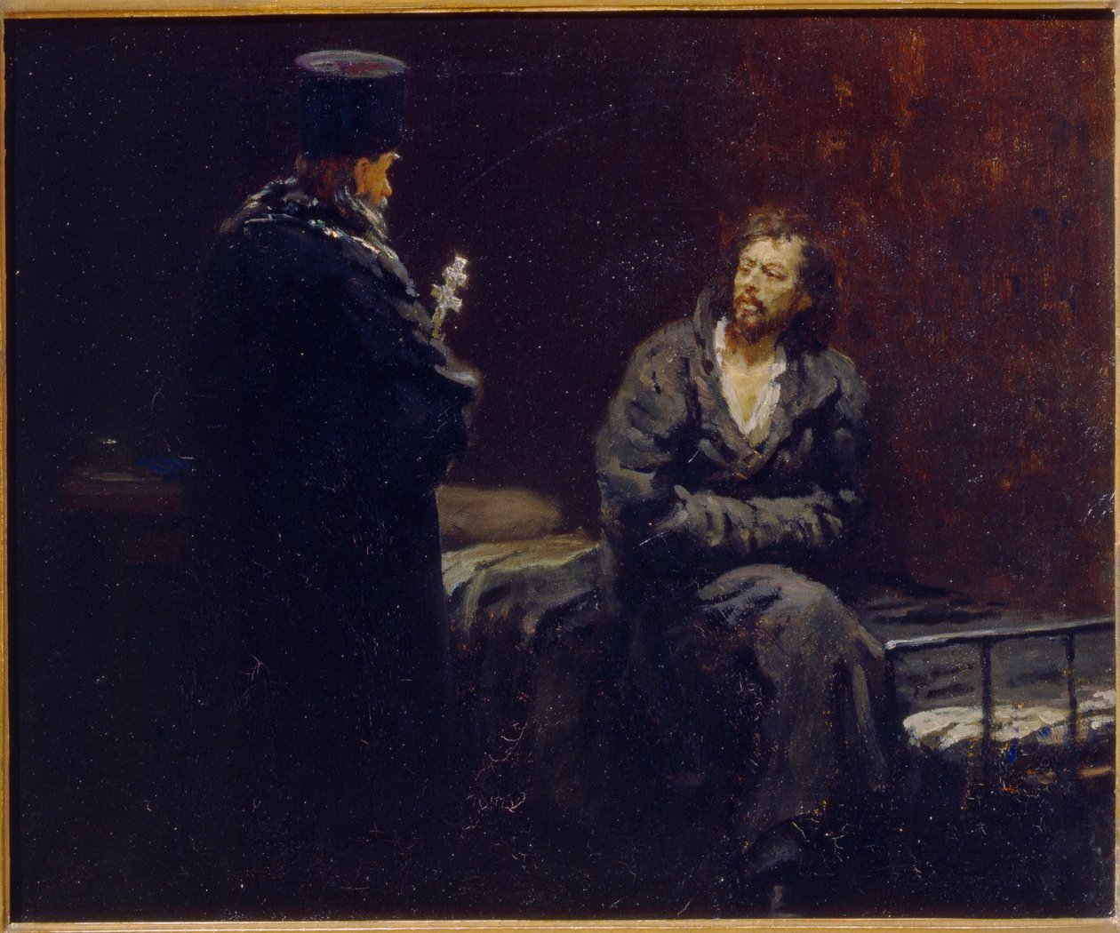 Innan bekännelse. Målning av Ilya Yefimovich Repin (Ilia Repin) (1844-1930), olja på duk av Ilya Efimovich Repin