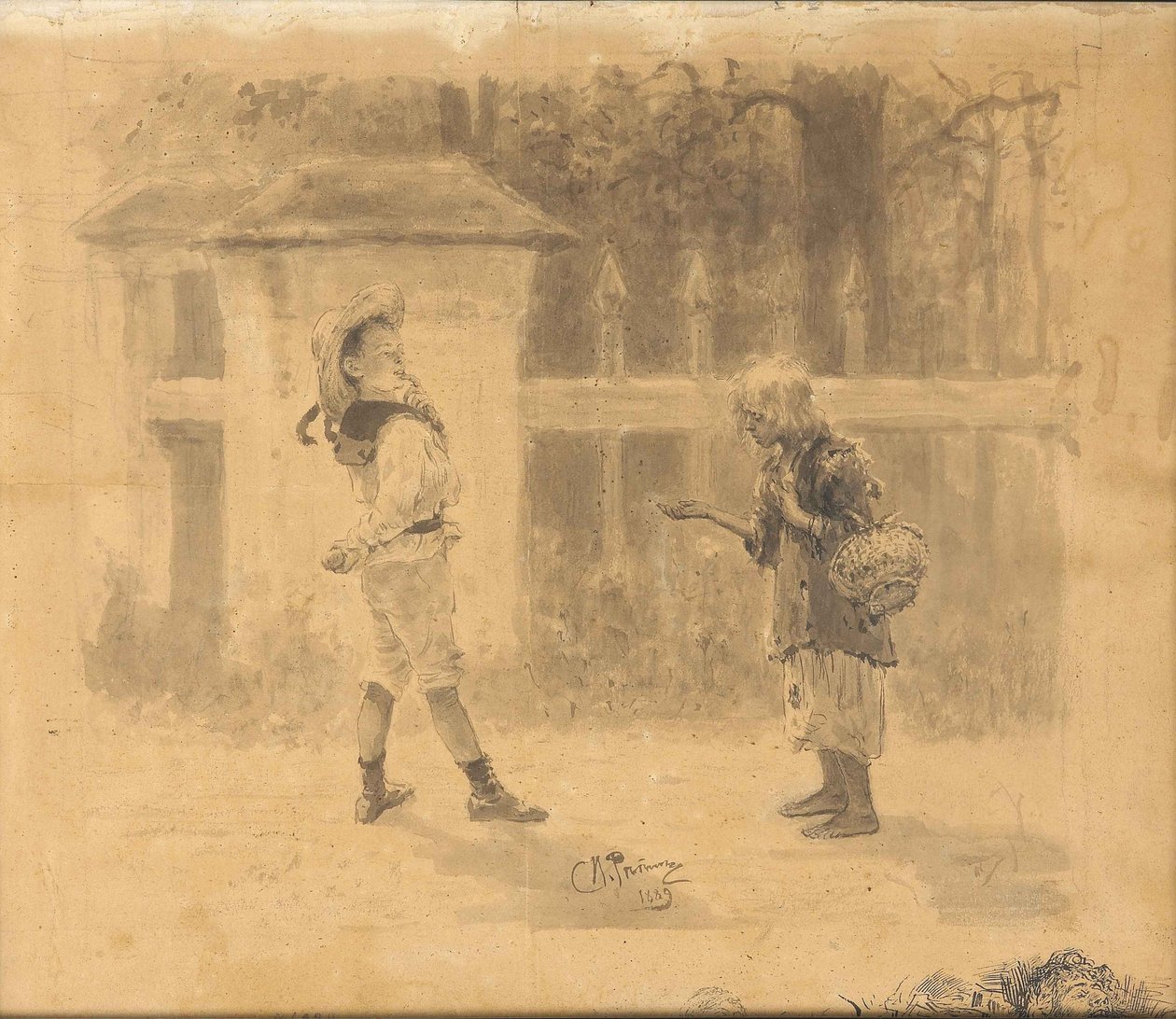 Flickan som tigger, 1889 av Ilya Efimovich Repin
